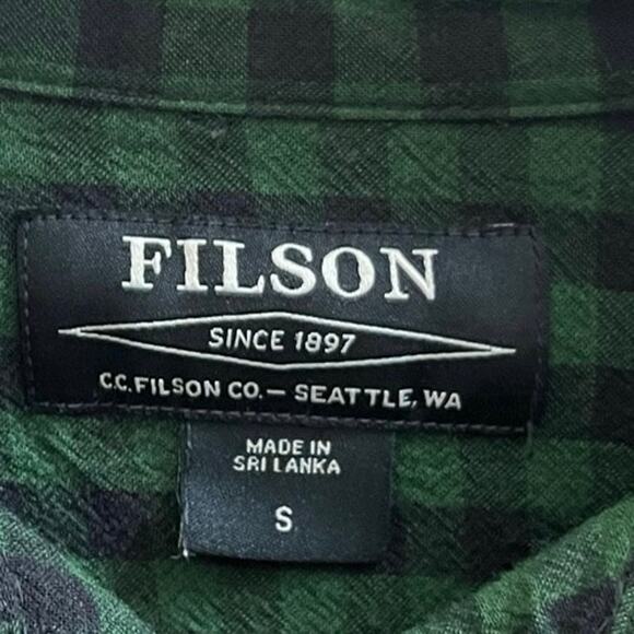 Filson Women’s Flaw Modal Wool Blend Green Black Plaid Button Down Shirt Small - Picture 11 of 14